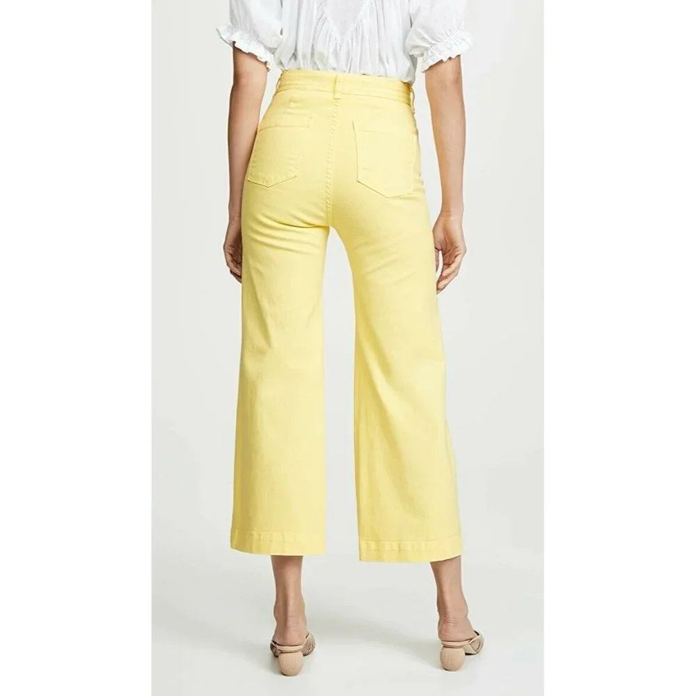 Veronica Beard NWT Cynthia Yellow Jeans Gaucho Flare Pants 24 - Picture 2 of 5